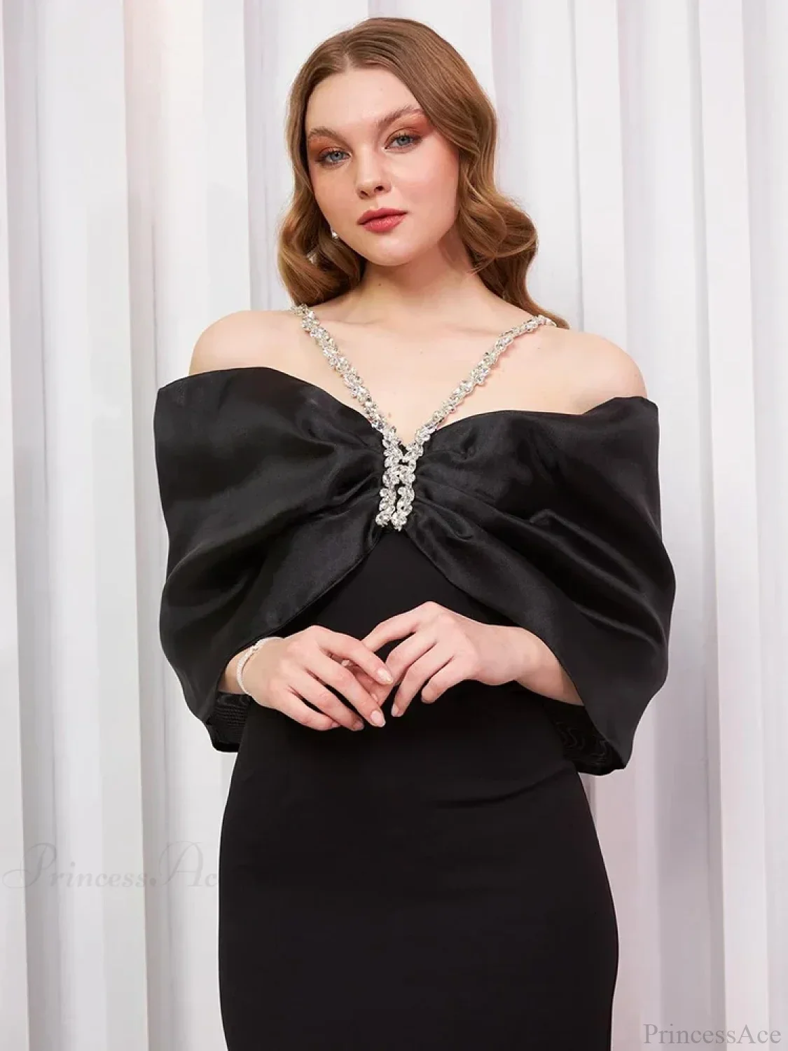 Sexy Off Shoulder Diamond Straps Bandage Black Pleated Shiny Celebrity Party Dress - Image 2