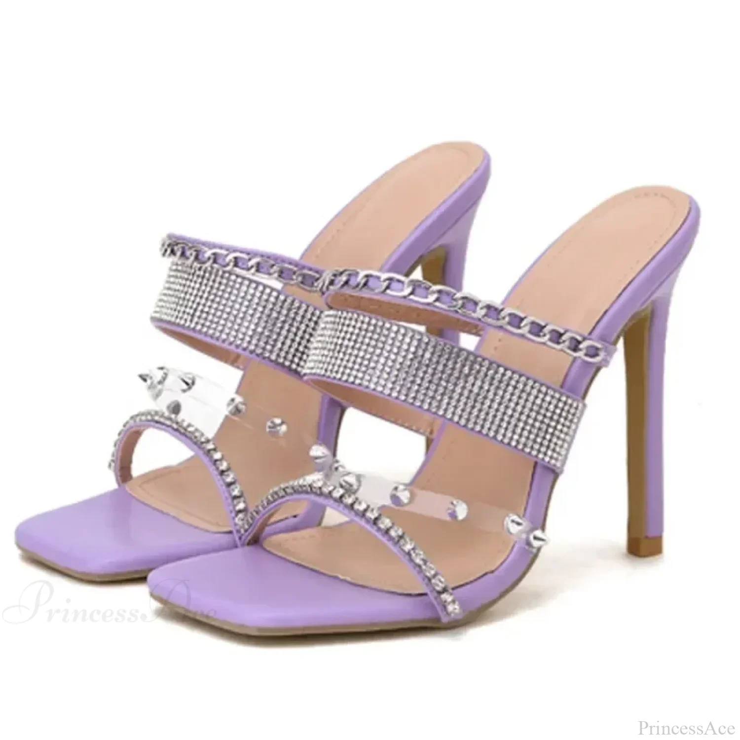 Sexy Peep Toe 12CM High Heel Pointed One Word Black Rhinestone Serpentine Winding Cover Heels Party High Heel - Image 5