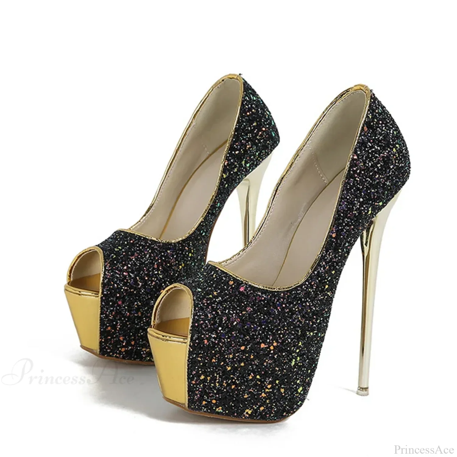 Sexy Peep-Toe Extreme High-Heels Party Nightclub Stripper Pole-Dance Sequined Cloth Platform High Heel - Image 7
