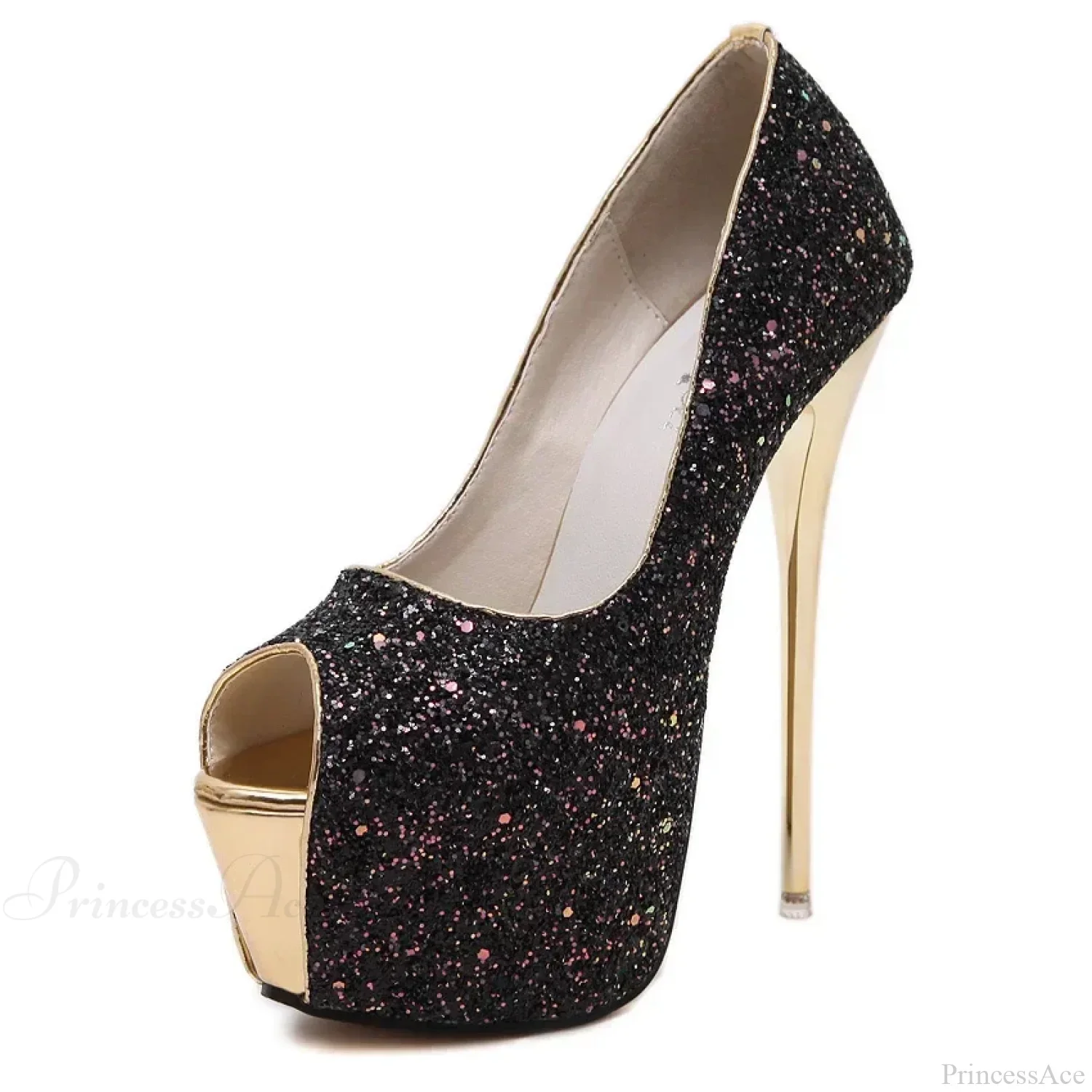 Sexy Peep Toe Platform Ultra High Heels Designer Bling Sequins Party Dress Female Sandal Pumps High Heel - Image 7