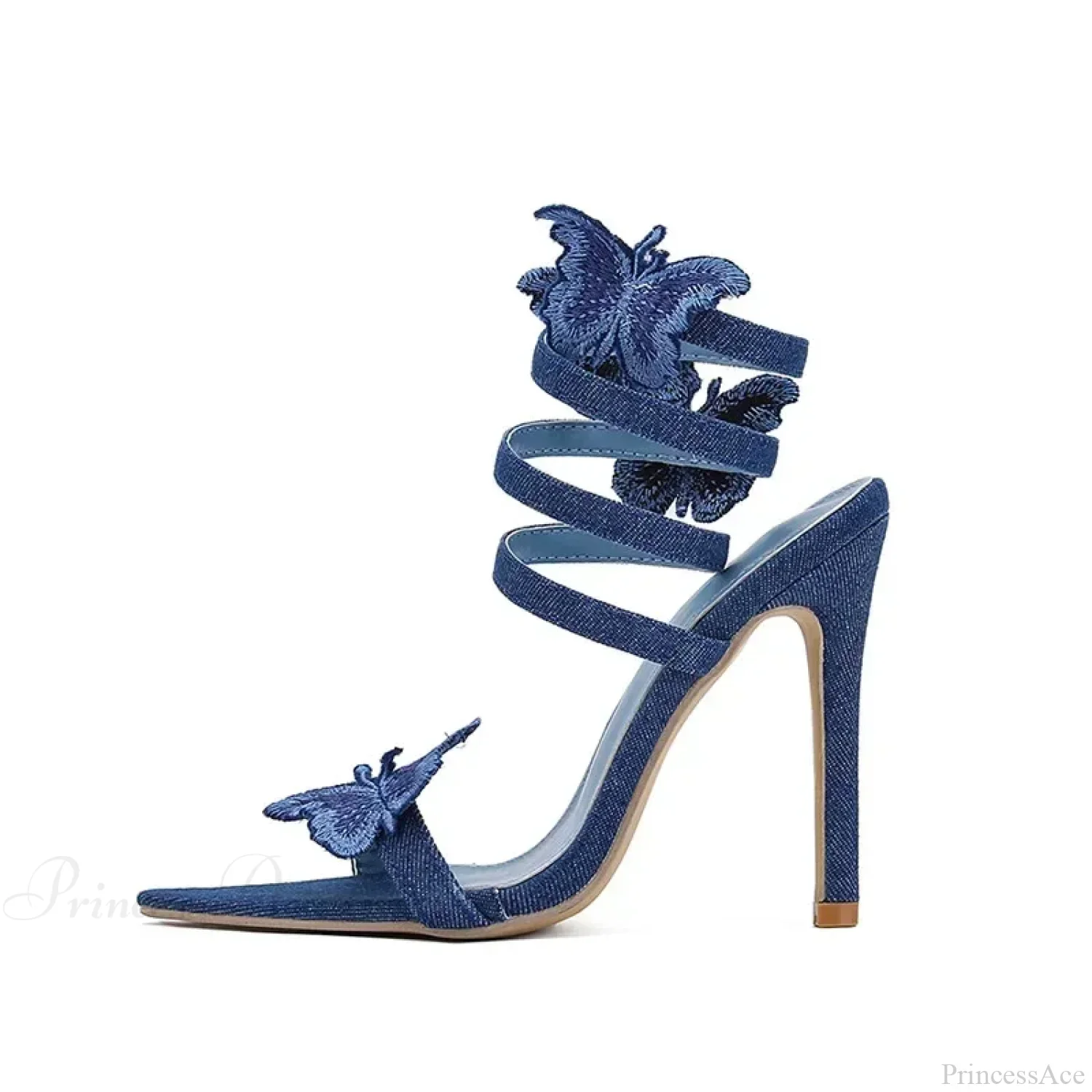 Sexy Peep Toe Pointed Embroidery Butterfly-knot Ankle Strap Wrapped Thin High Heels Party Wedding High Heel - Image 5