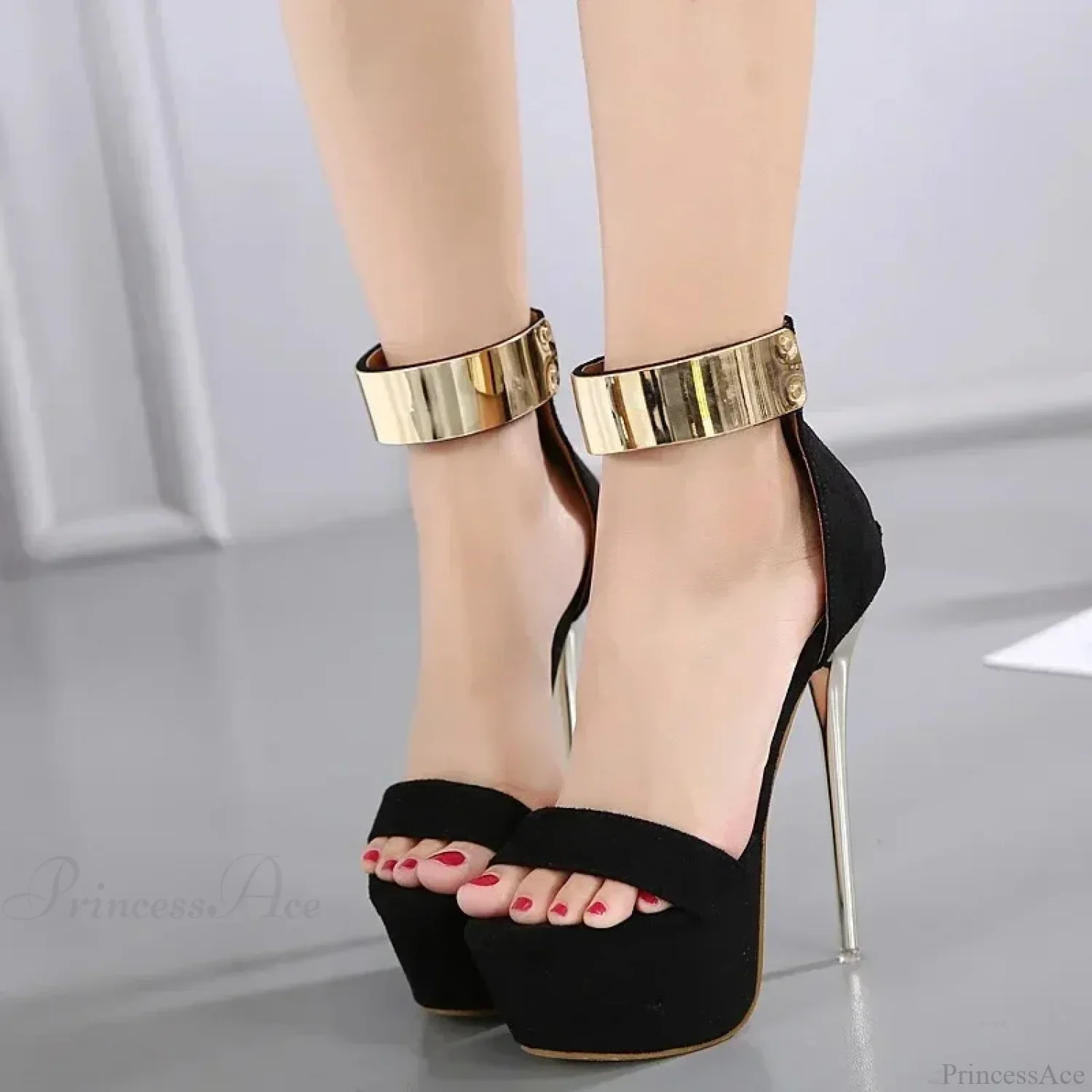 Sexy Peep Toe Square Head Thin High Heel Women Sandals Silver Rhinestone AnkleBuckle Strap High Heel