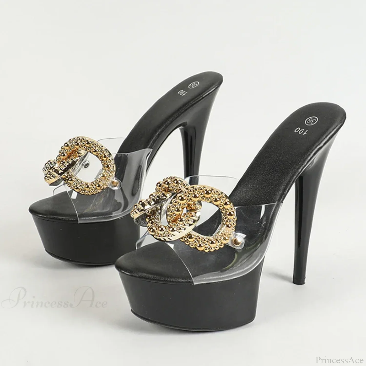 Sexy Pink High Platform Slippers Metal Chain Transparent Party Stripper Chic High Heel - Image 5