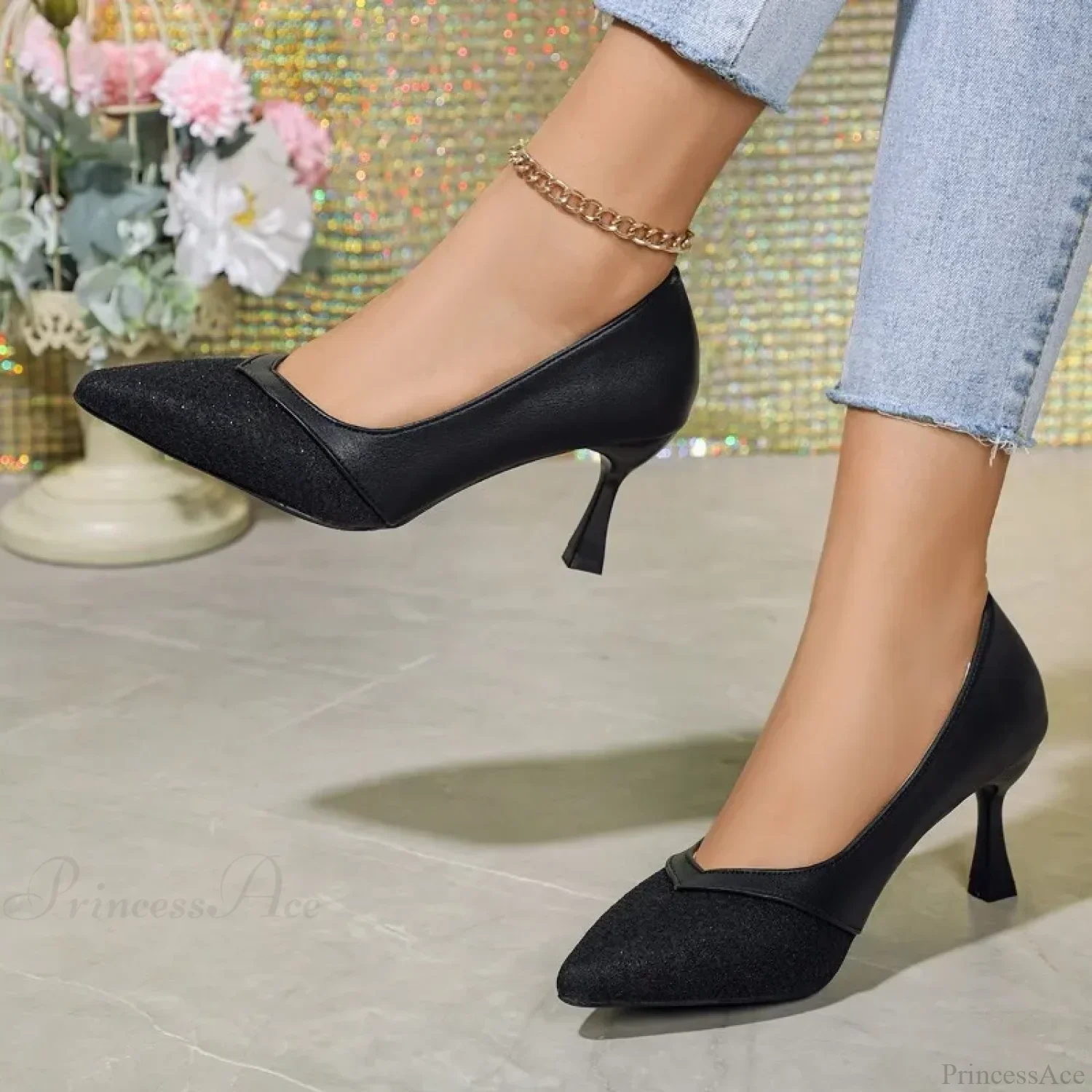 Sexy Pointed Exquisite Wedding Bride Casual Fashion Elegant Stiletto Low Heel Pump - Image 4