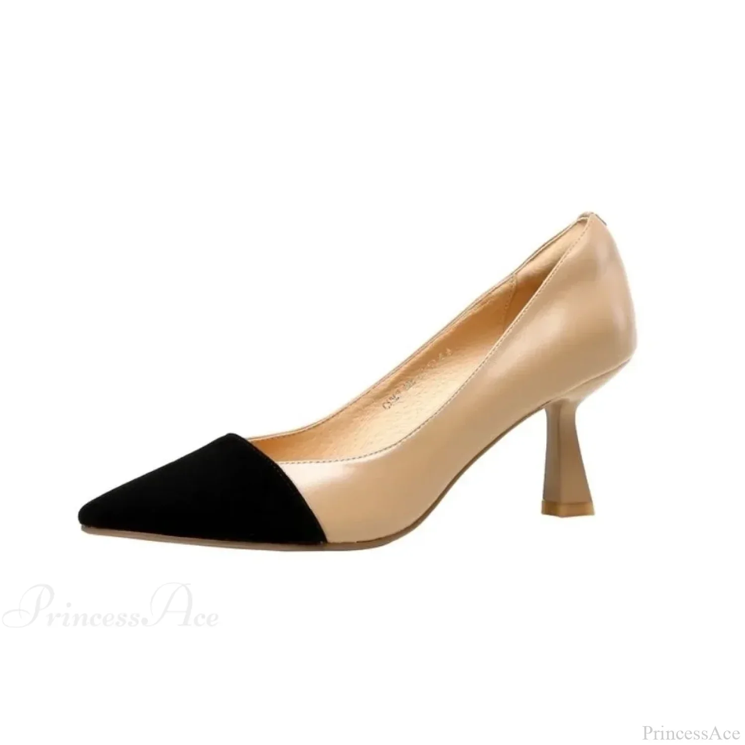 Sexy Pointed Korean Fashion Apricot Black Color Block Elegant Summer Low Heel Pump - Image 7