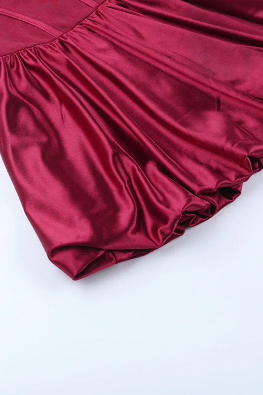 Sexy Satin Patchwork Waist-Cinched Tulip Hem Party Dress - Image 10