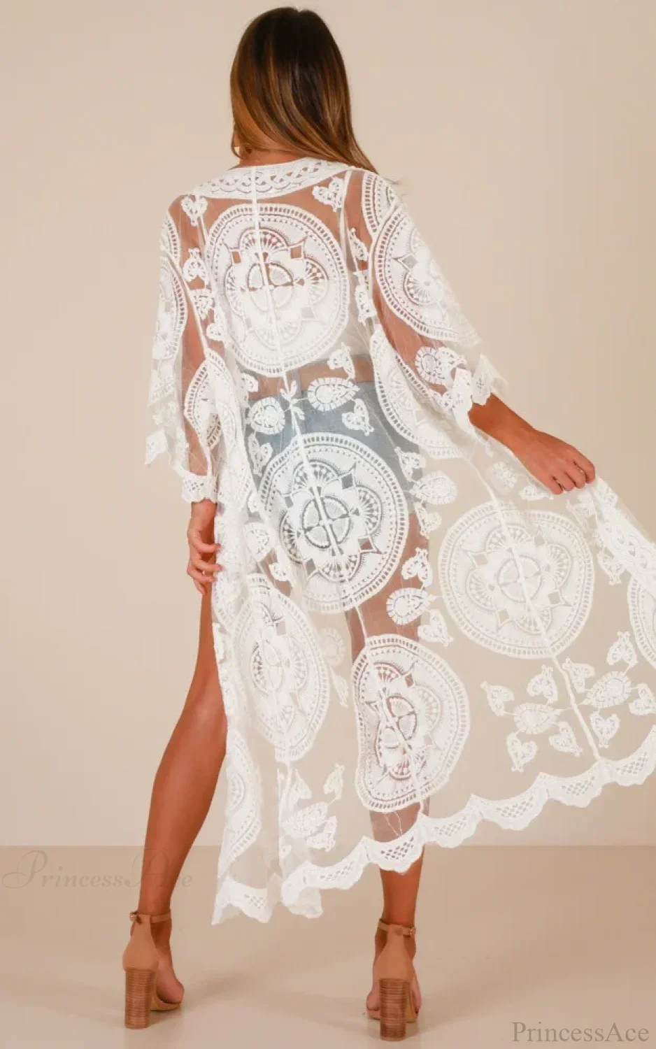 Sexy See-Through Lace Blouse Boho Beach Bikini Cover Up - Image 2