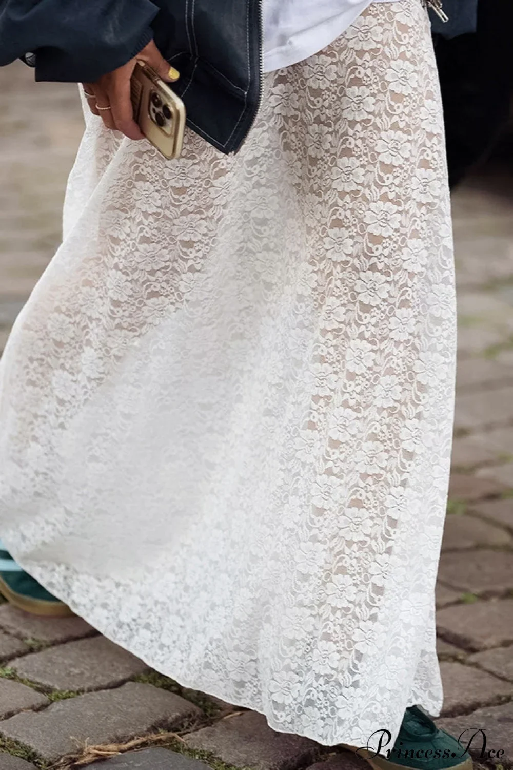 Sexy Sheer Floral Jacquard Long Skirt - Image 2