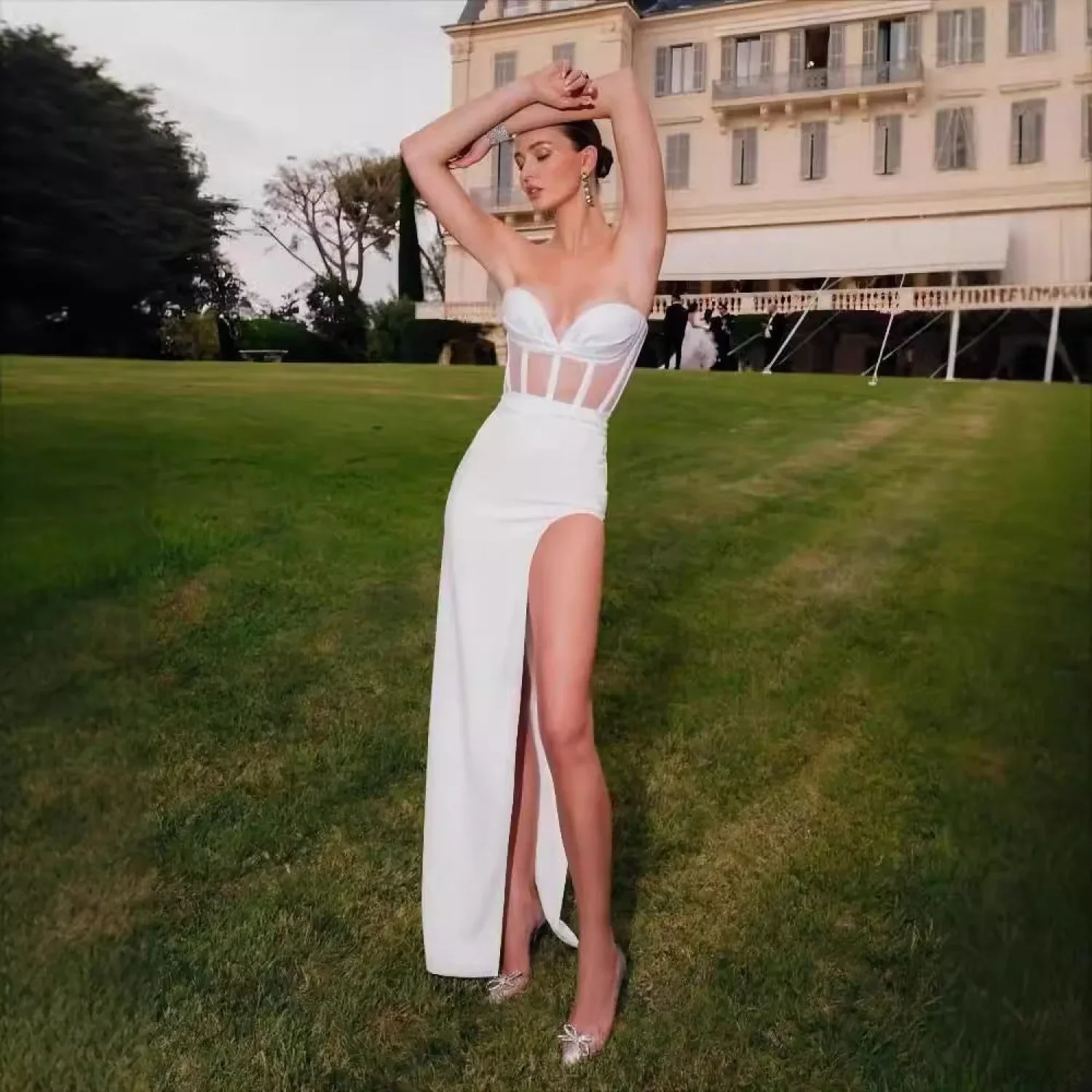 Sexy Sheer Strapless Long Prom Dress - Image 2