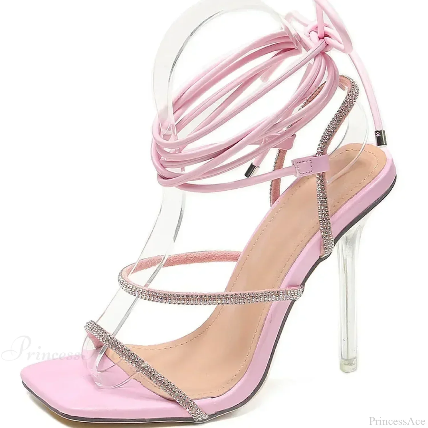 Sexy Silk Pointed Rhinestone Butterfly-knot Thin High Heel Sandals Pvc Band Ankle Buckle Banquet Wedding High Heel - Image 6
