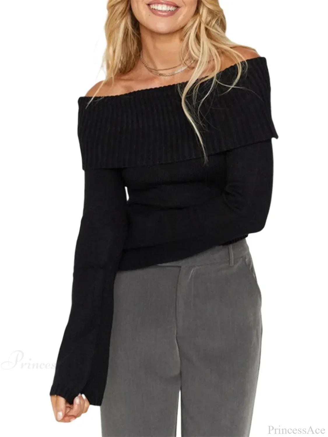Sexy Slim Crop Off Shoulder Sweater - Image 3