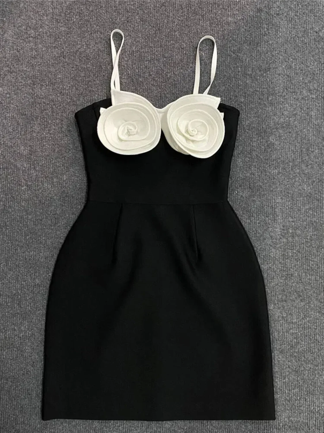Sexy Spaghetti Strap 3D Flower Bandage Sleeveless Floral A-Line Party Dress - Image 4