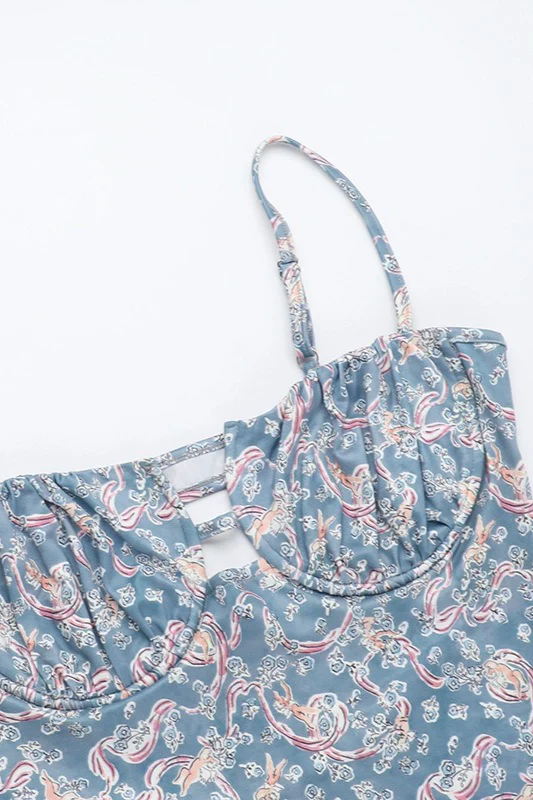 Sexy Spaghetti Strap Paisley Floral Bodycon Maxi Dress - Image 6