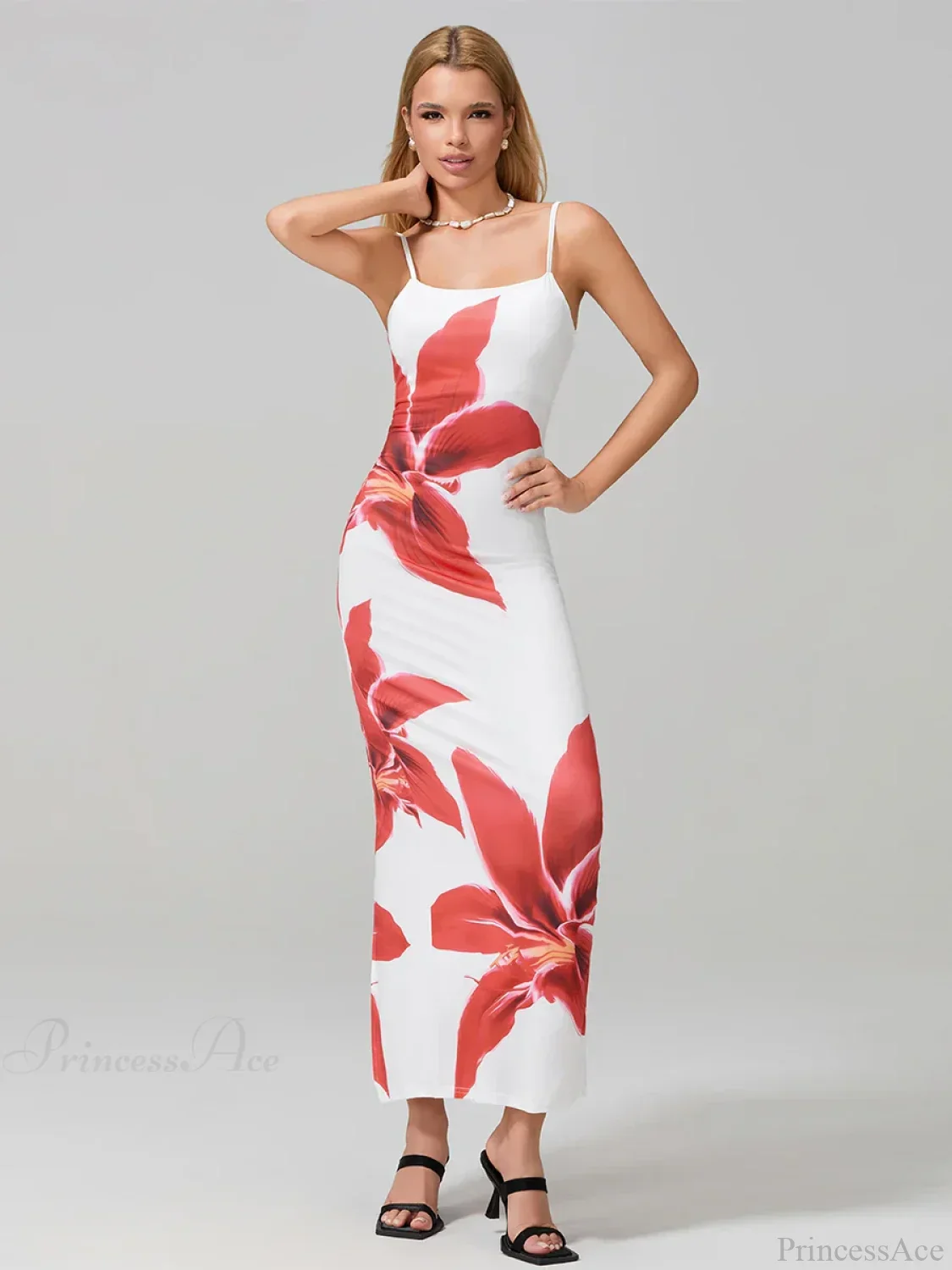 Sexy Spaghetti Straps Bodycon O-neck Wrap Cami Floral Dress - Image 6