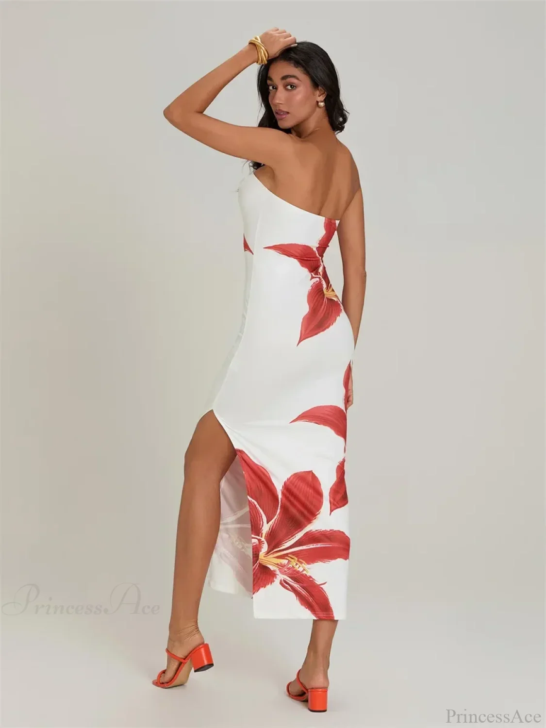 Sexy Strapless Backless Bodycon Floral Dress - Image 5
