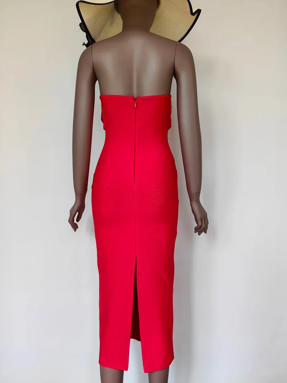 Sexy Strapless Backless Split Bustier Red Party Dress - Image 4