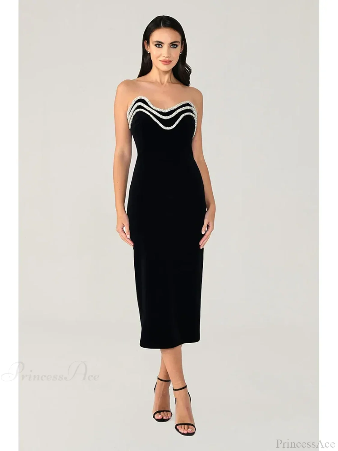 Sexy Strapless Diamonds Chain Bandage Black Sleeveless Backless Party Dress - Image 5