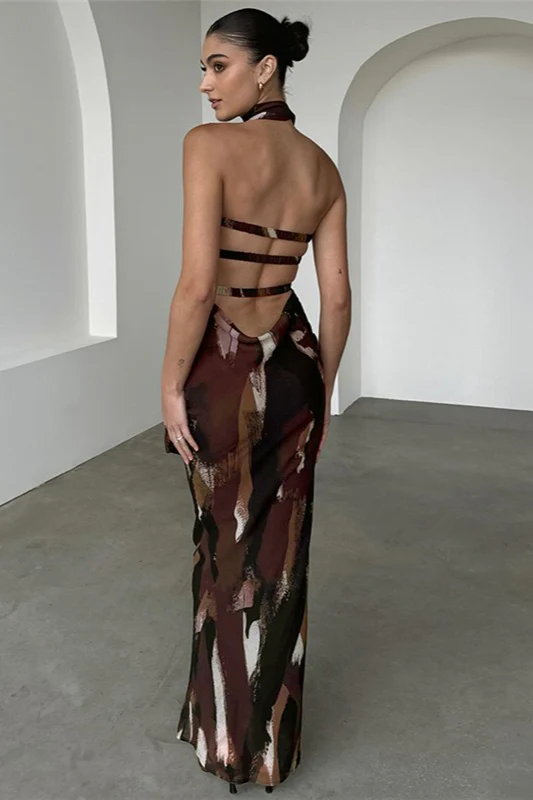Sexy Strapless Floral Print Bodycon Maxi Dress - Image 2