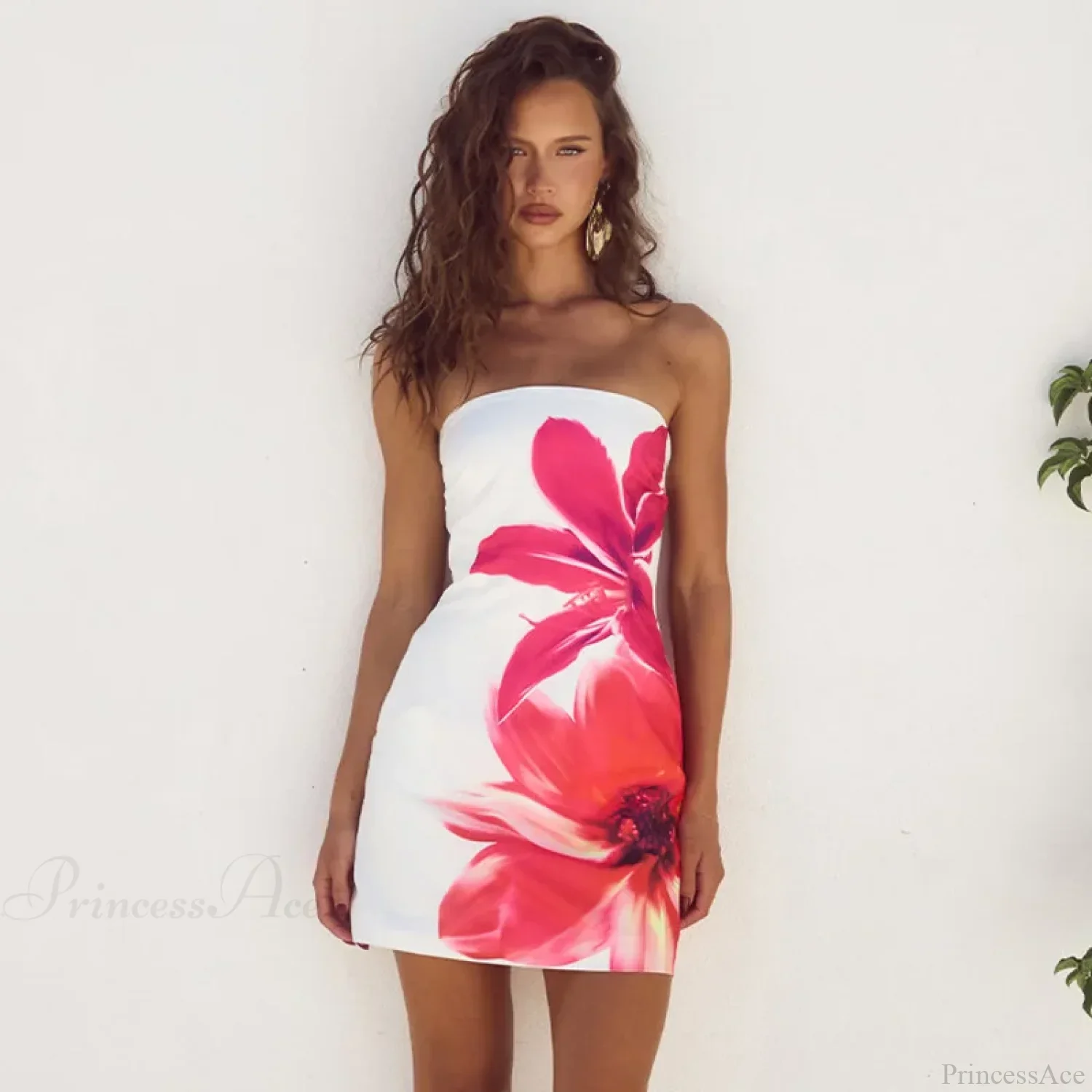 Sexy Strapless Floral Print High Waist Mini Dress - Image 9