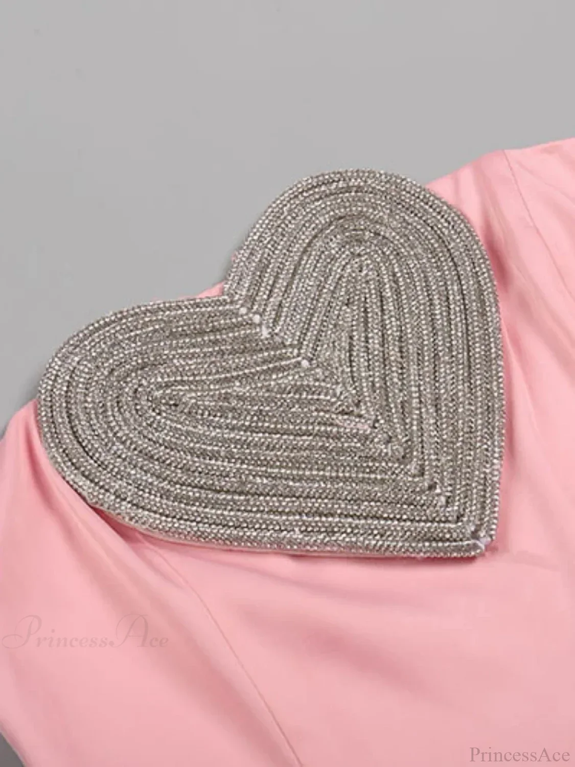 Sexy Strapless Heart Crystal Design Long Pink Sleeveless Diamonds Elegant Party Dress - Image 6