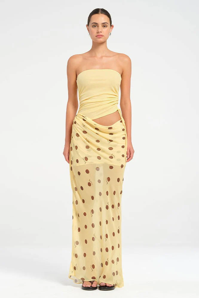 Sexy Strapless Polka Dot Patchwork Slim Maxi Dress - Image 4