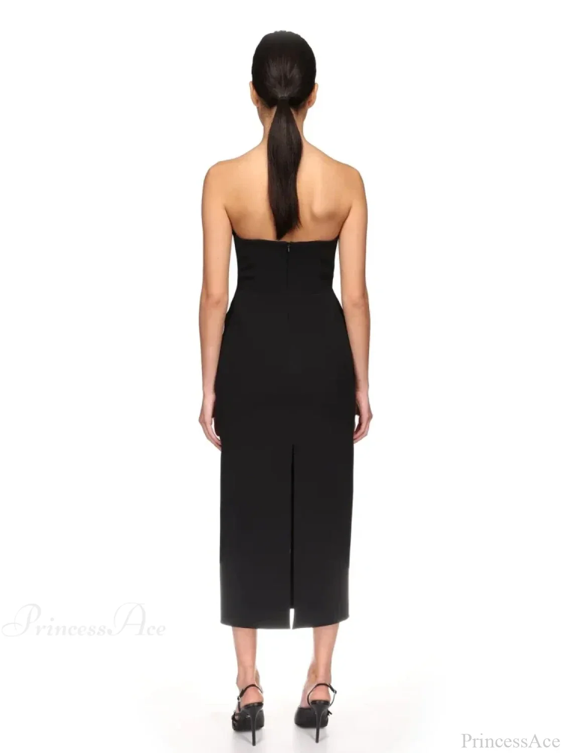 Sexy Strapless V Neck Diamonds Bandage Black Sleeveless Party Dress - Image 6