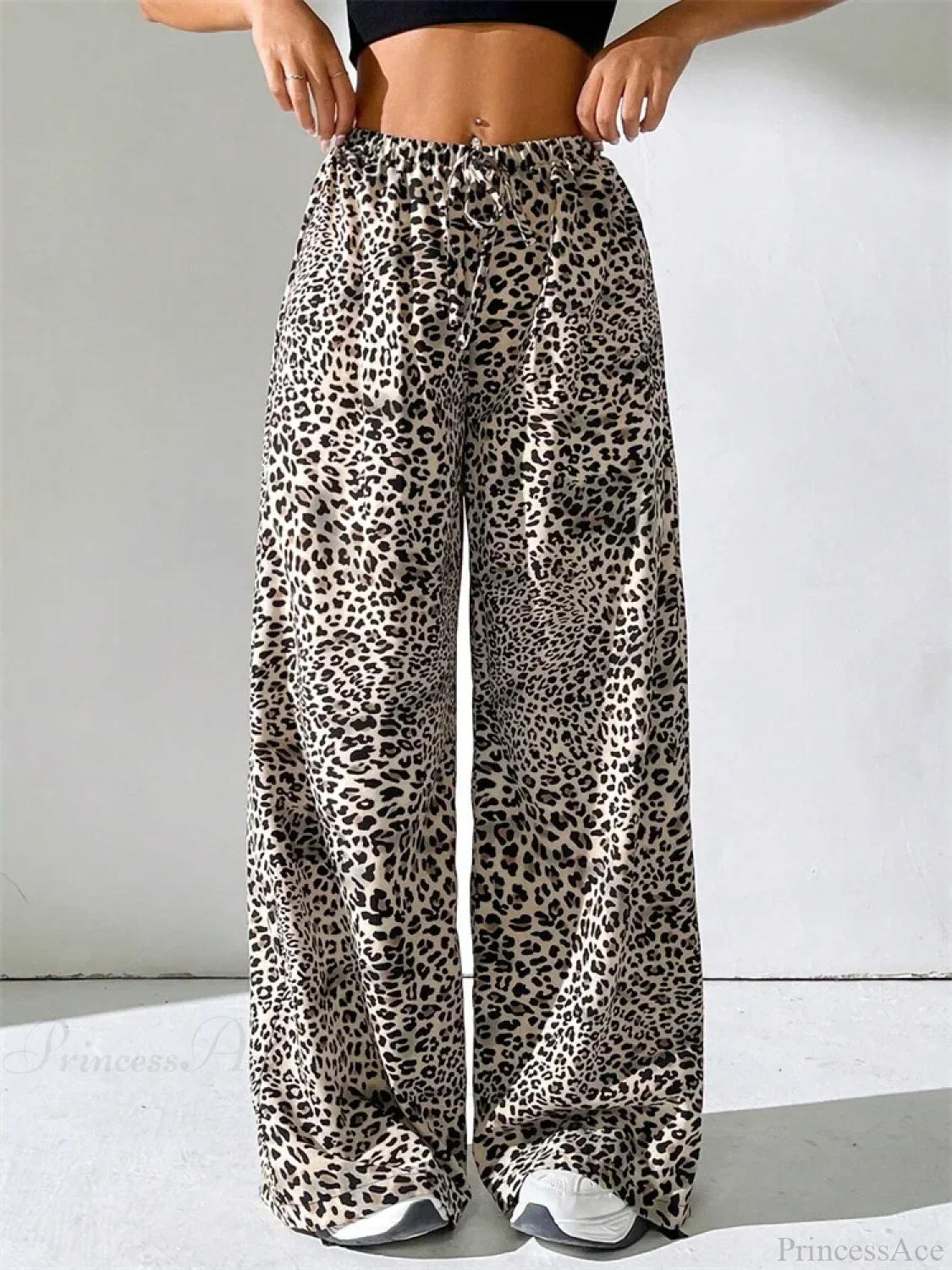 Sexy Striped Side Split Tie-Up Wide-Leg Sweatpant