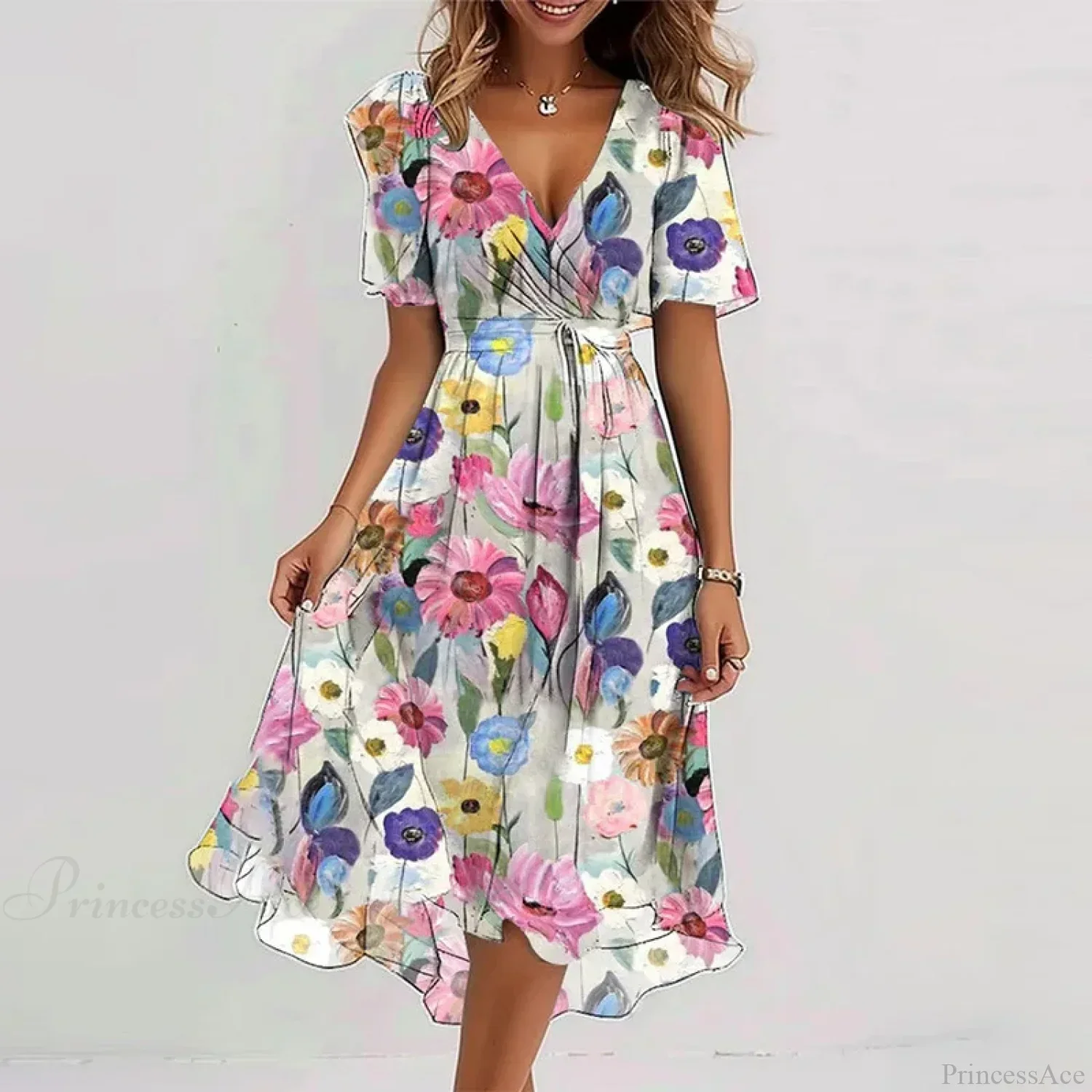 Sexy V-neck Floral Swing Dress - Image 13