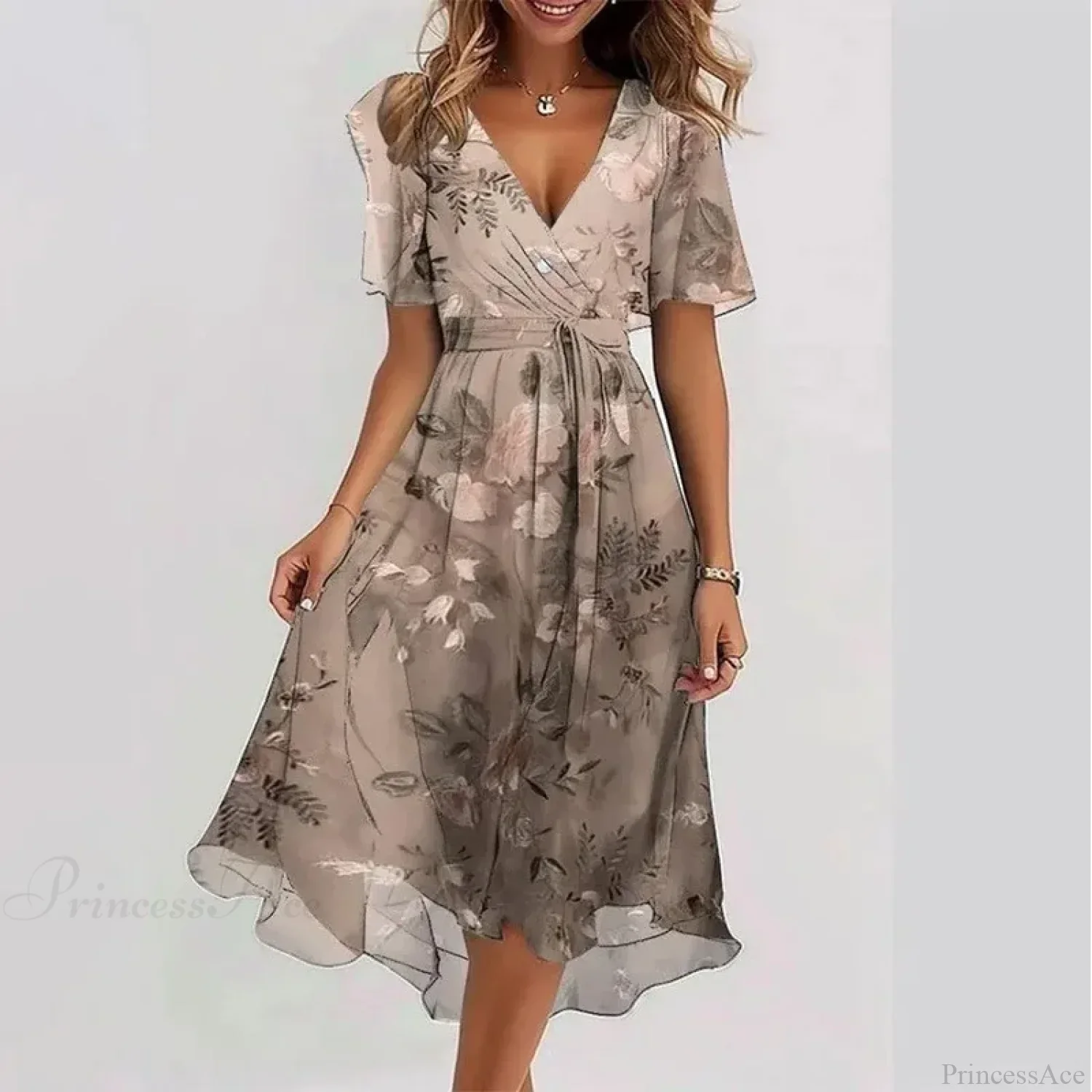 Sexy V-neck Floral Swing Dress - Image 4