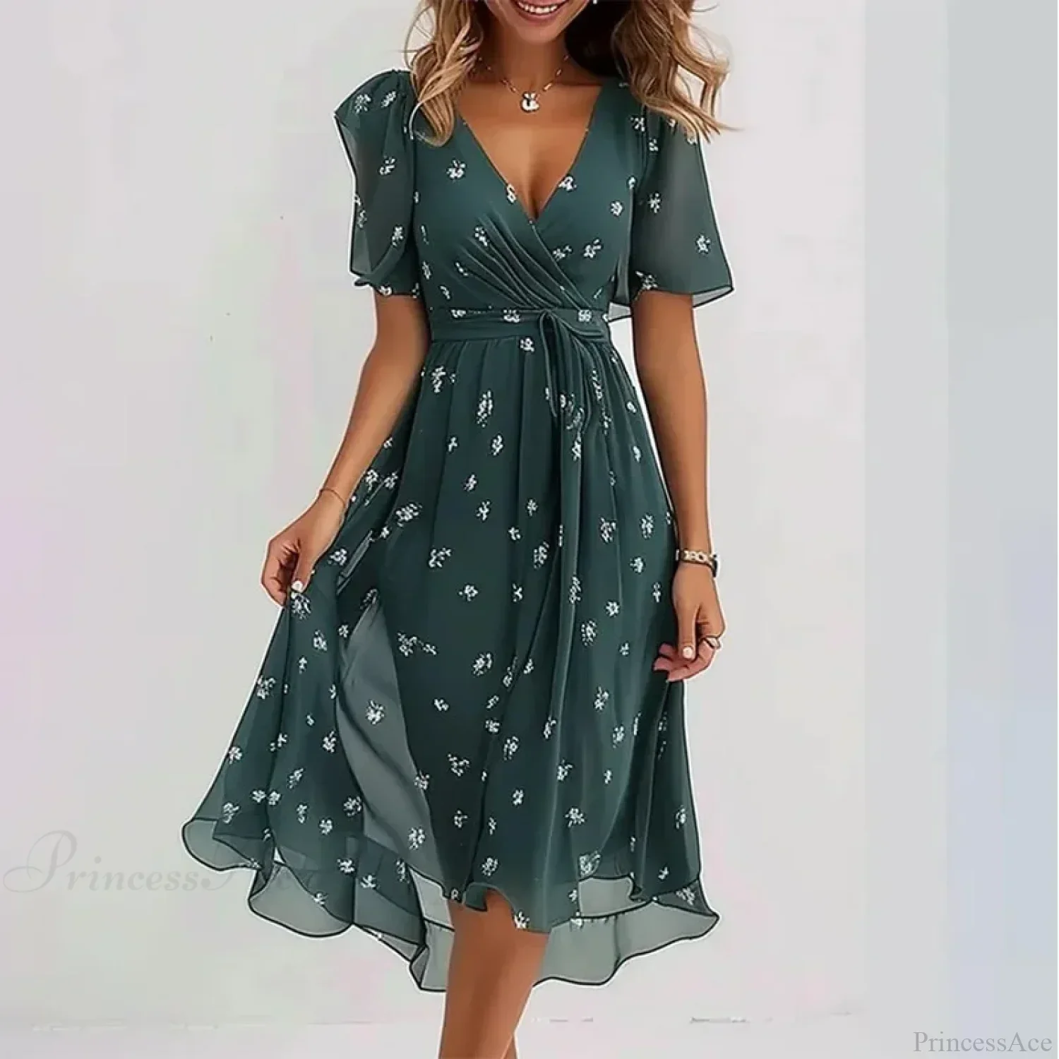 Sexy V-neck Floral Swing Dress - Image 8