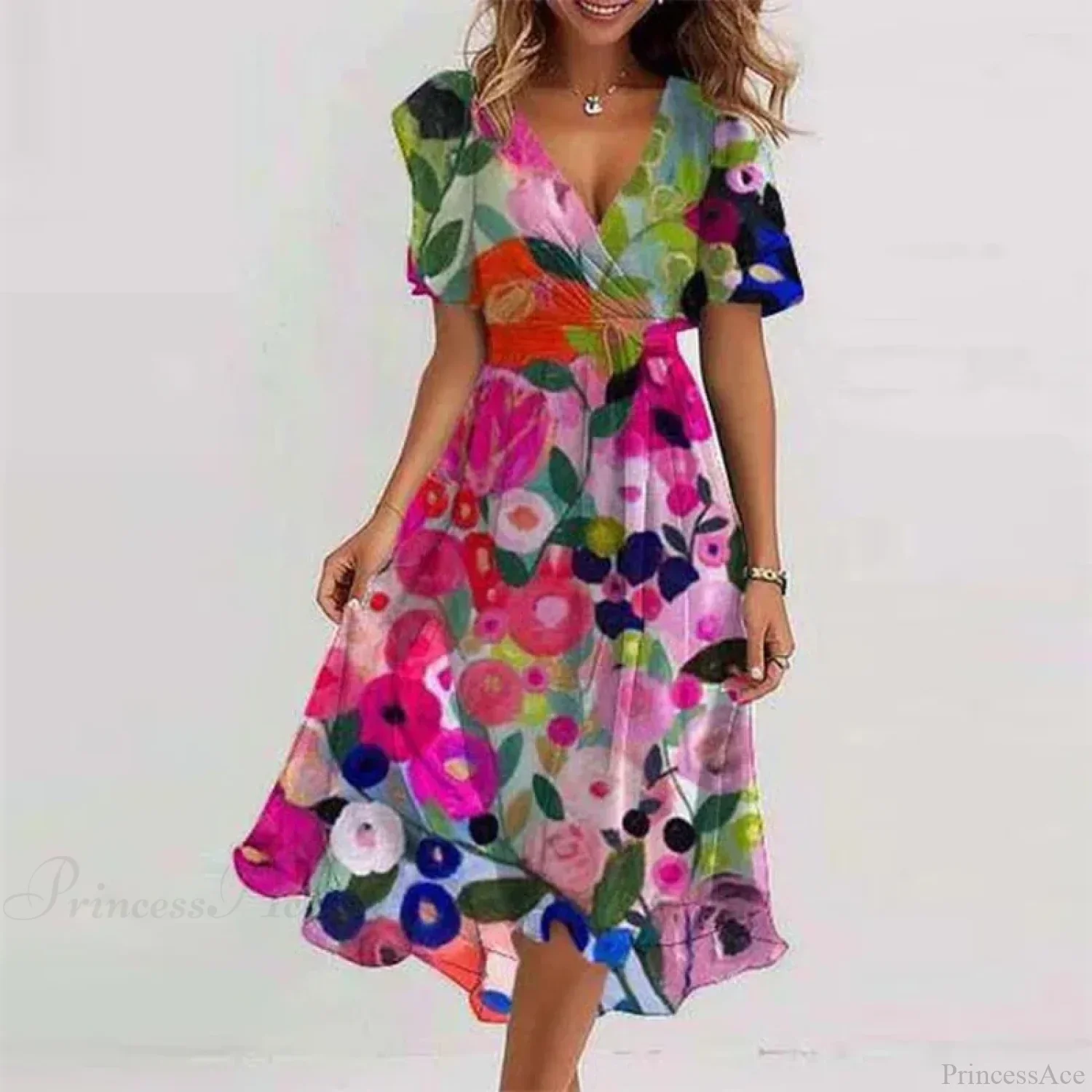 Sexy V-neck Floral Swing Dress - Image 9