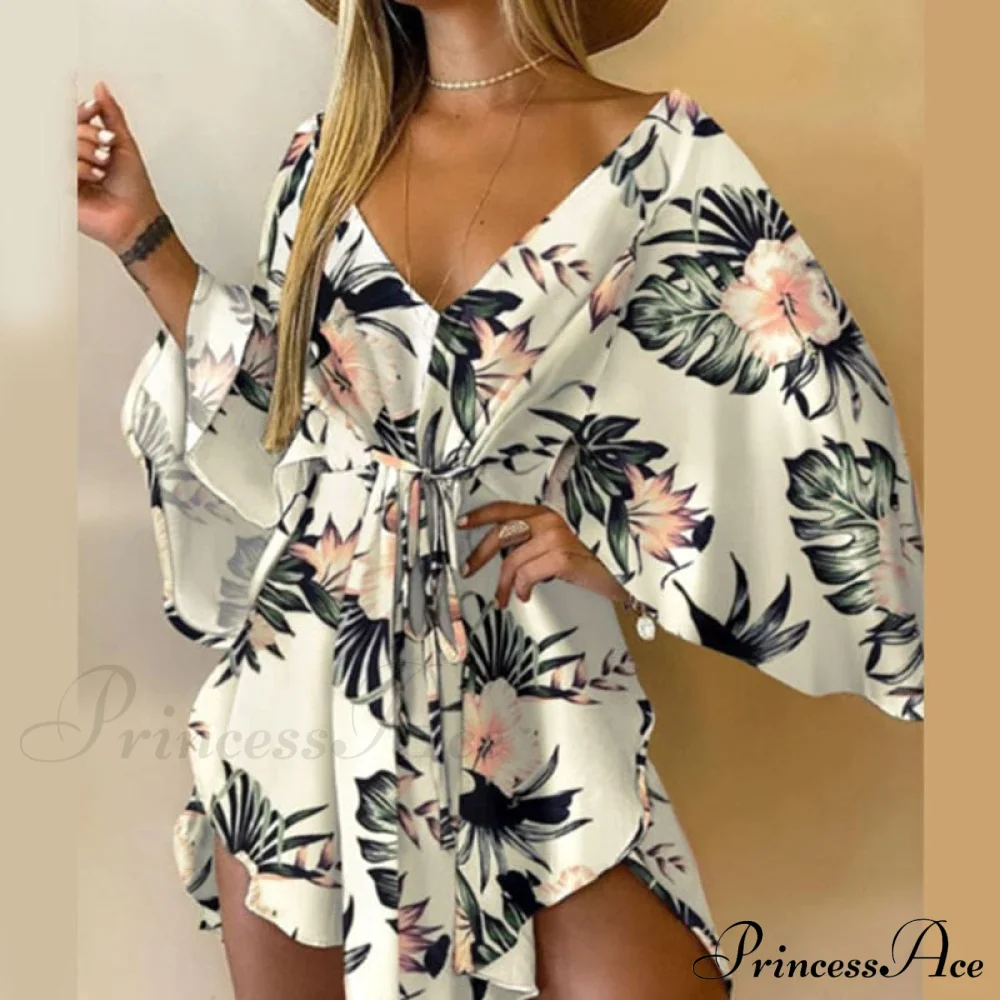 Sexy V-Neck Leopard Foliage Mini Dress - Image 12