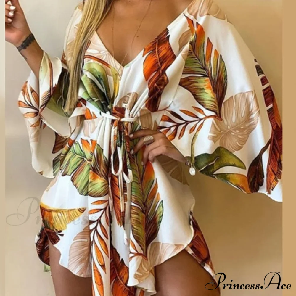 Sexy V-Neck Leopard Foliage Mini Dress - Image 9