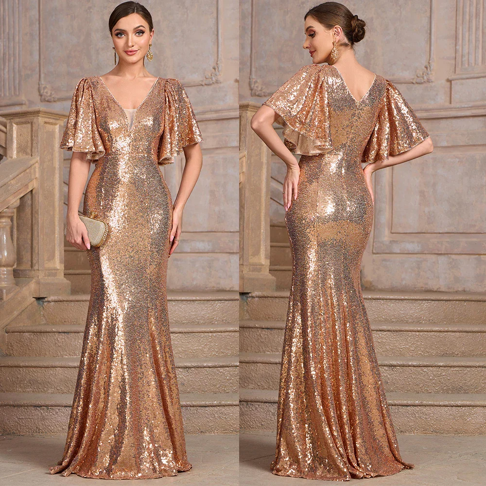 Sexy V-neck Sequins Mermaid Party Dress - Image 7