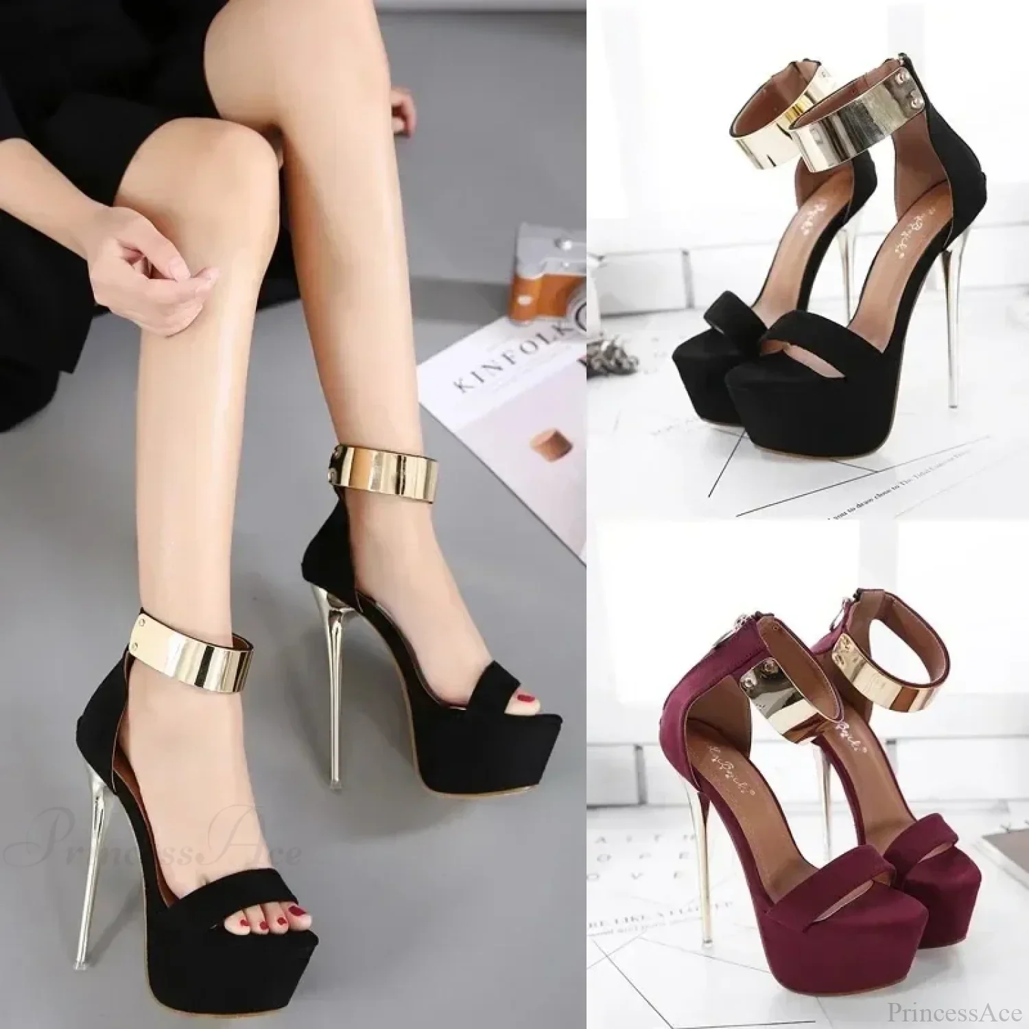 Sexy Women's Sandals 16CM High Heels Summer Open Toe Zippers Party Night Club High Heel - Image 3