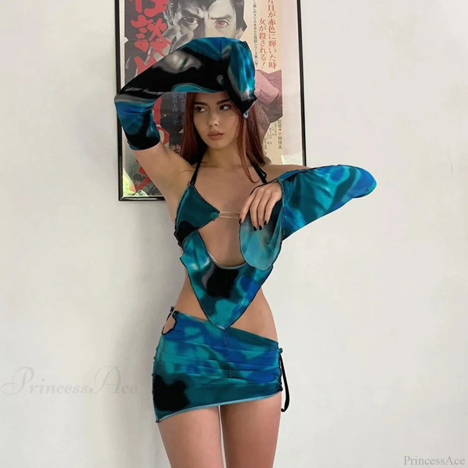 Lace-up Bandage Bodycon Mini Skirt Two Piece Set - Image 4