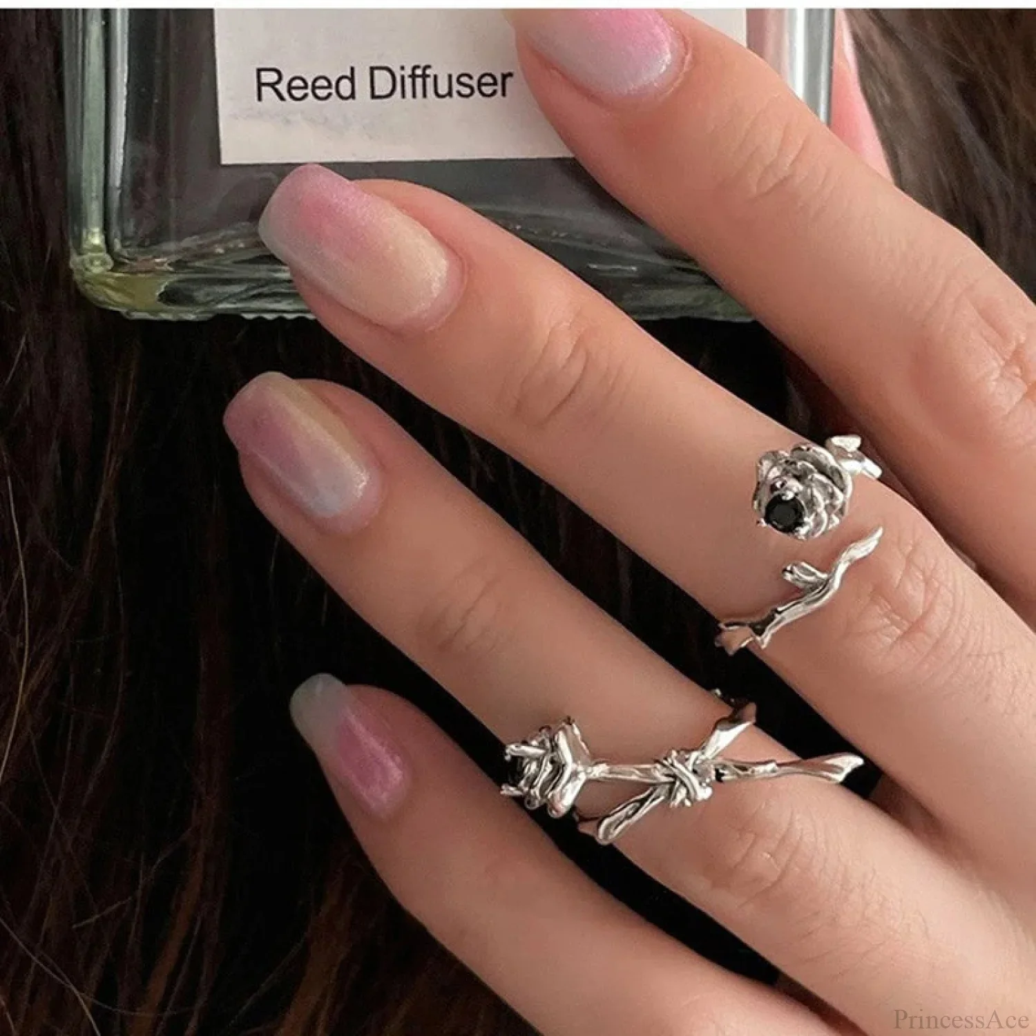 Sharp Rose Dark Flower Ring - Image 5