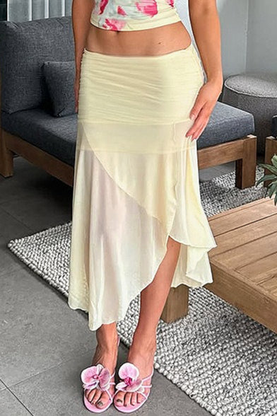 Sheer Floral Print Low-Waist Skirt - Image 3