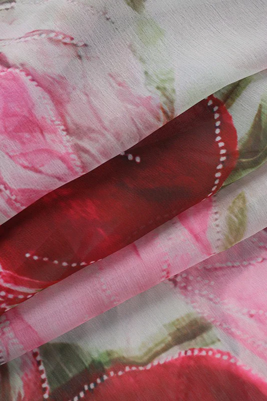 Sheer Floral Print Slit Vacation Maxi Dress - Image 6