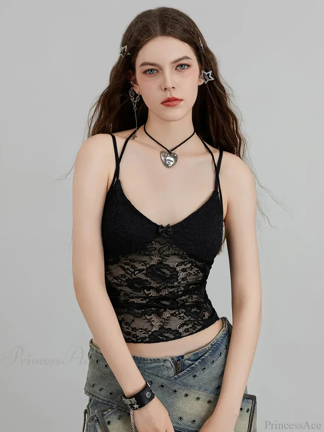 Sheer Lace Floral Halter Tie-up Nightclub Camisole Top - Image 4