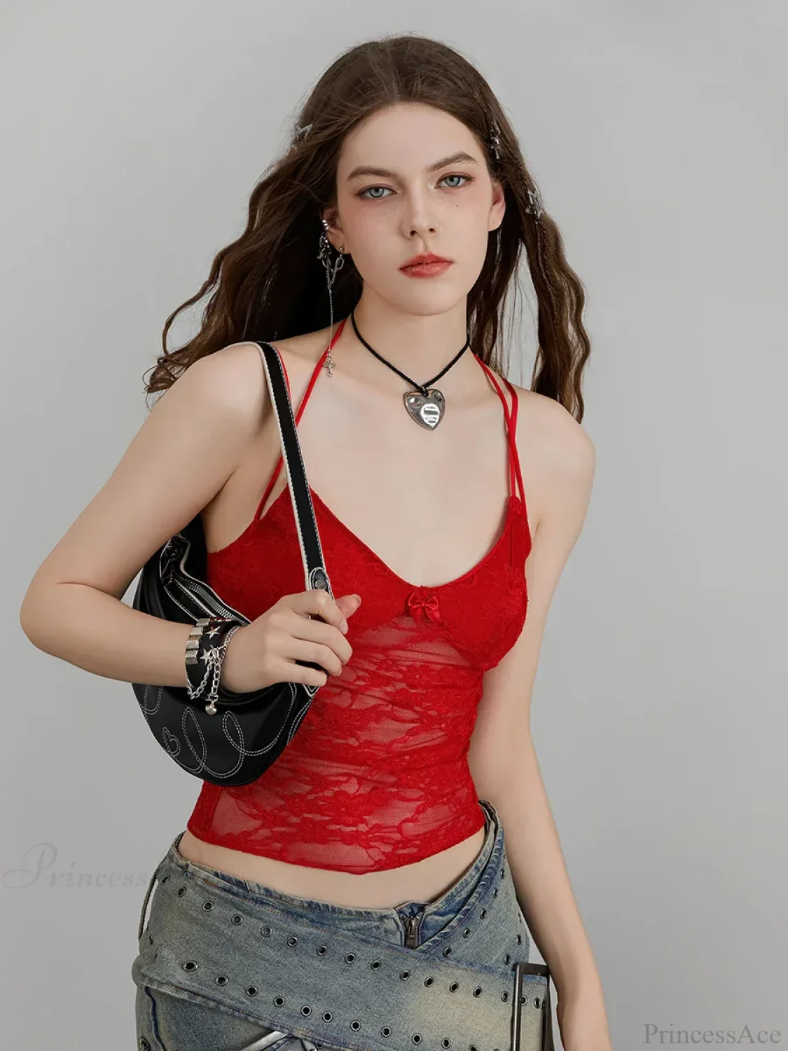 Sheer Lace Floral Halter Tie-up Nightclub Camisole Top - Image 5