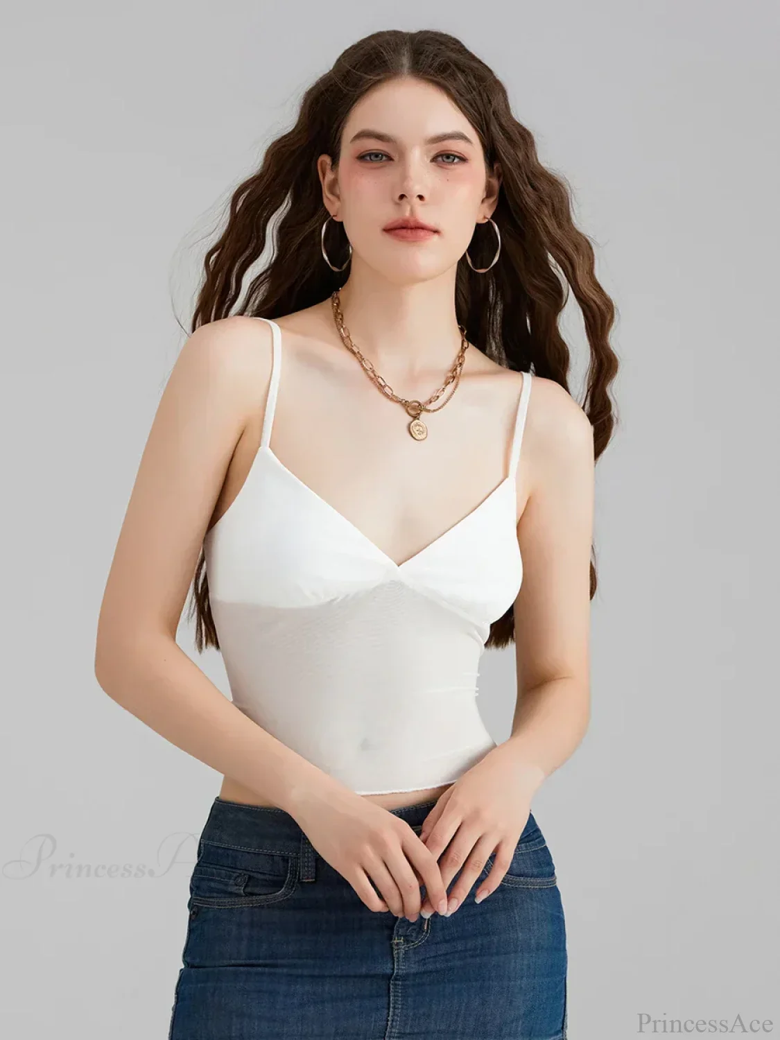 Sheer Mesh Backless Spaghetti Strap V-neck Crop Top - Image 6