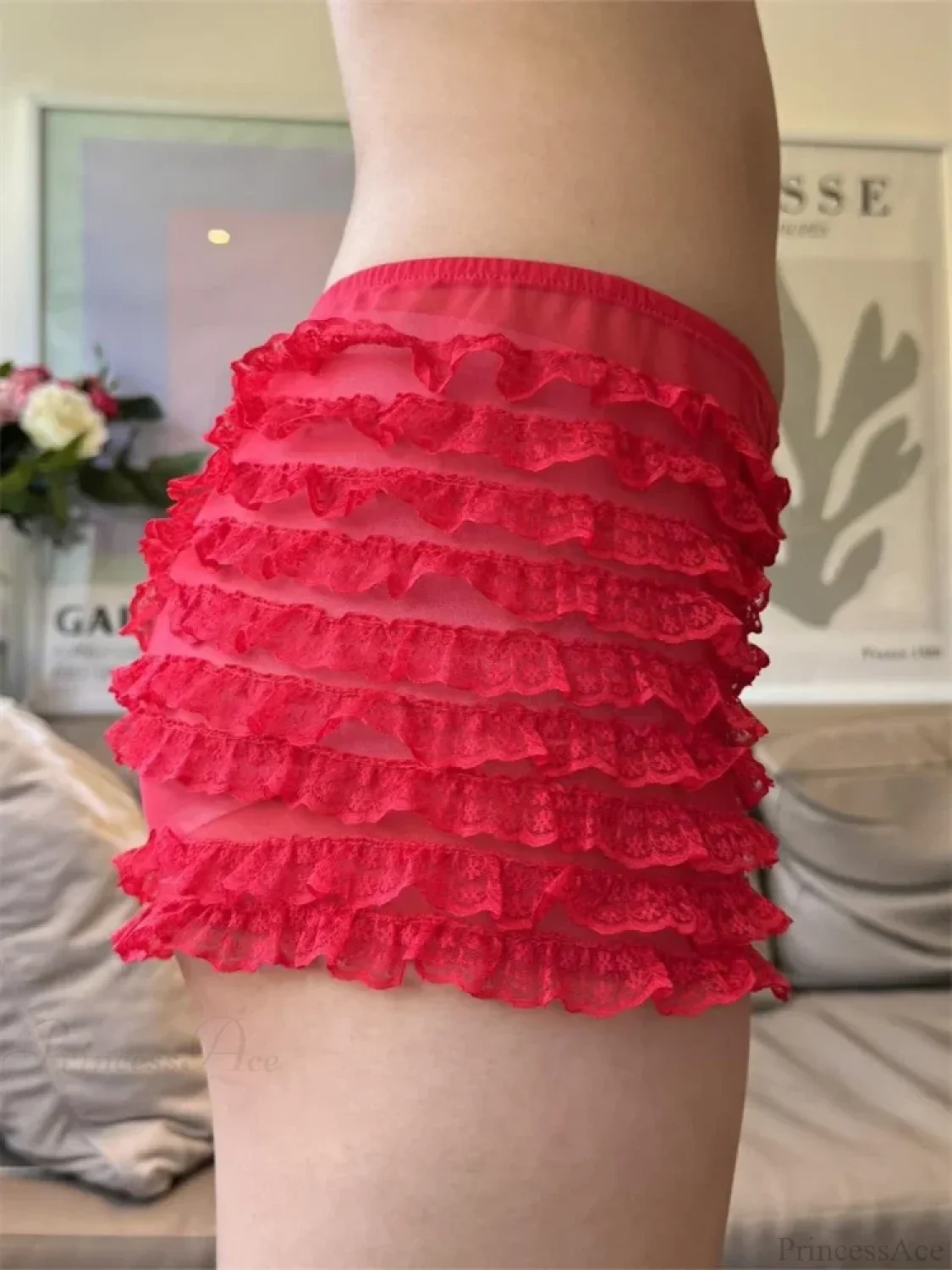 Sheer Mesh Ruffle Sleep Short - Image 2