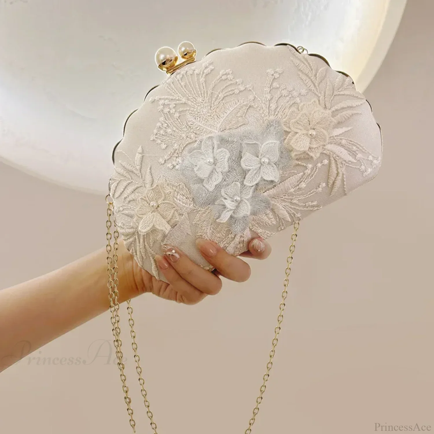 Shell Lace Embroidered Clutch Wristlet - Image 3