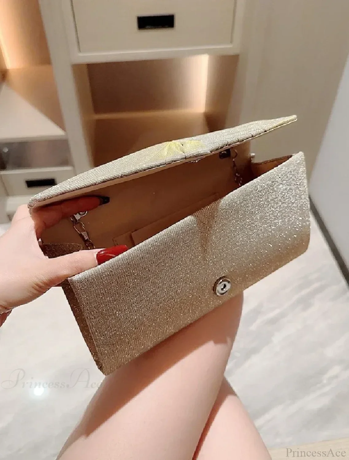 Shining Dinner Handbag Wedding Evening Silver Crossbody Bag - Image 2