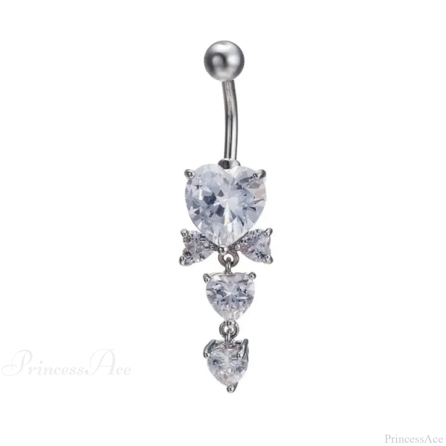 Shiny Crystal Heart Dark Belly Ring - Image 5