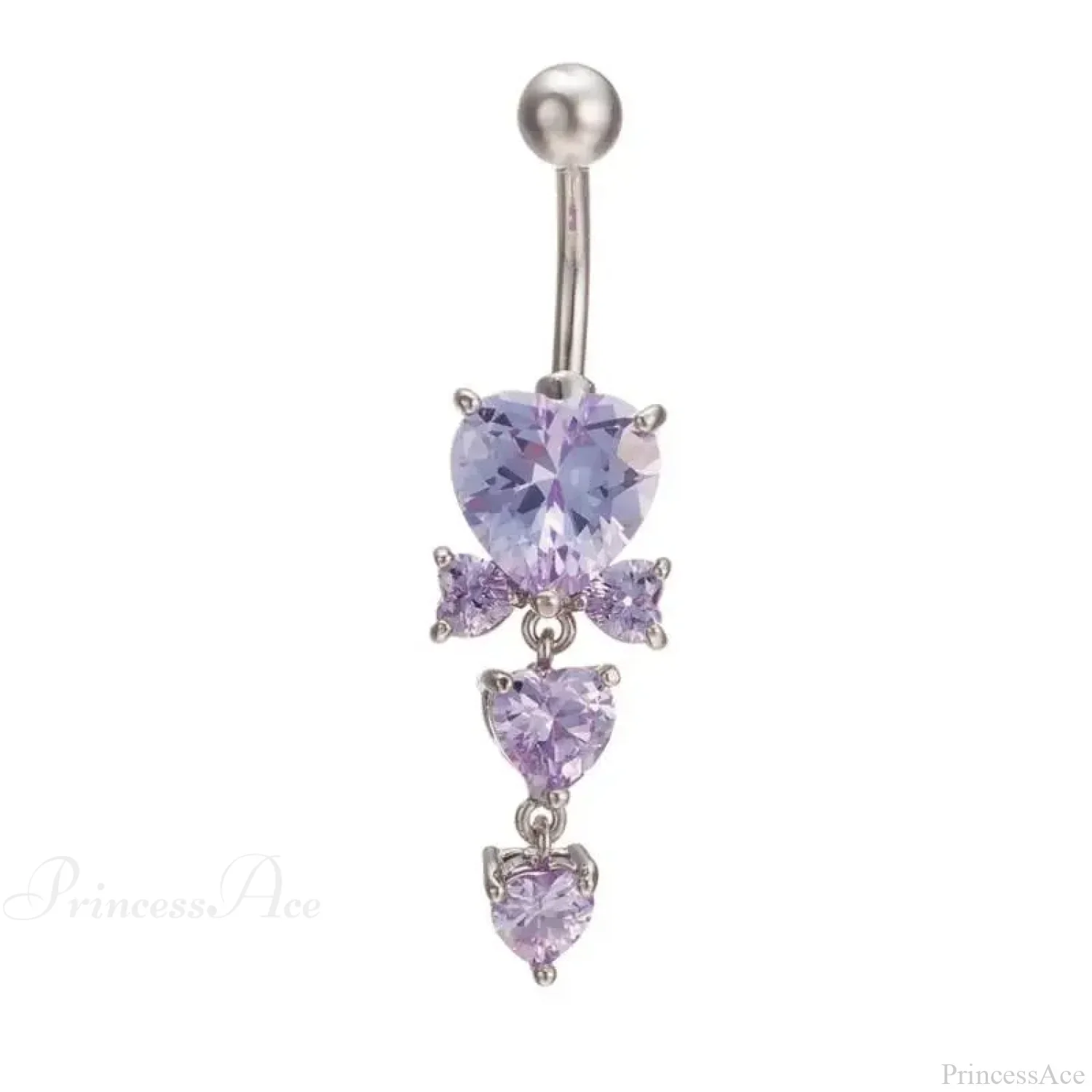 Shiny Crystal Heart Dark Belly Ring - Image 6