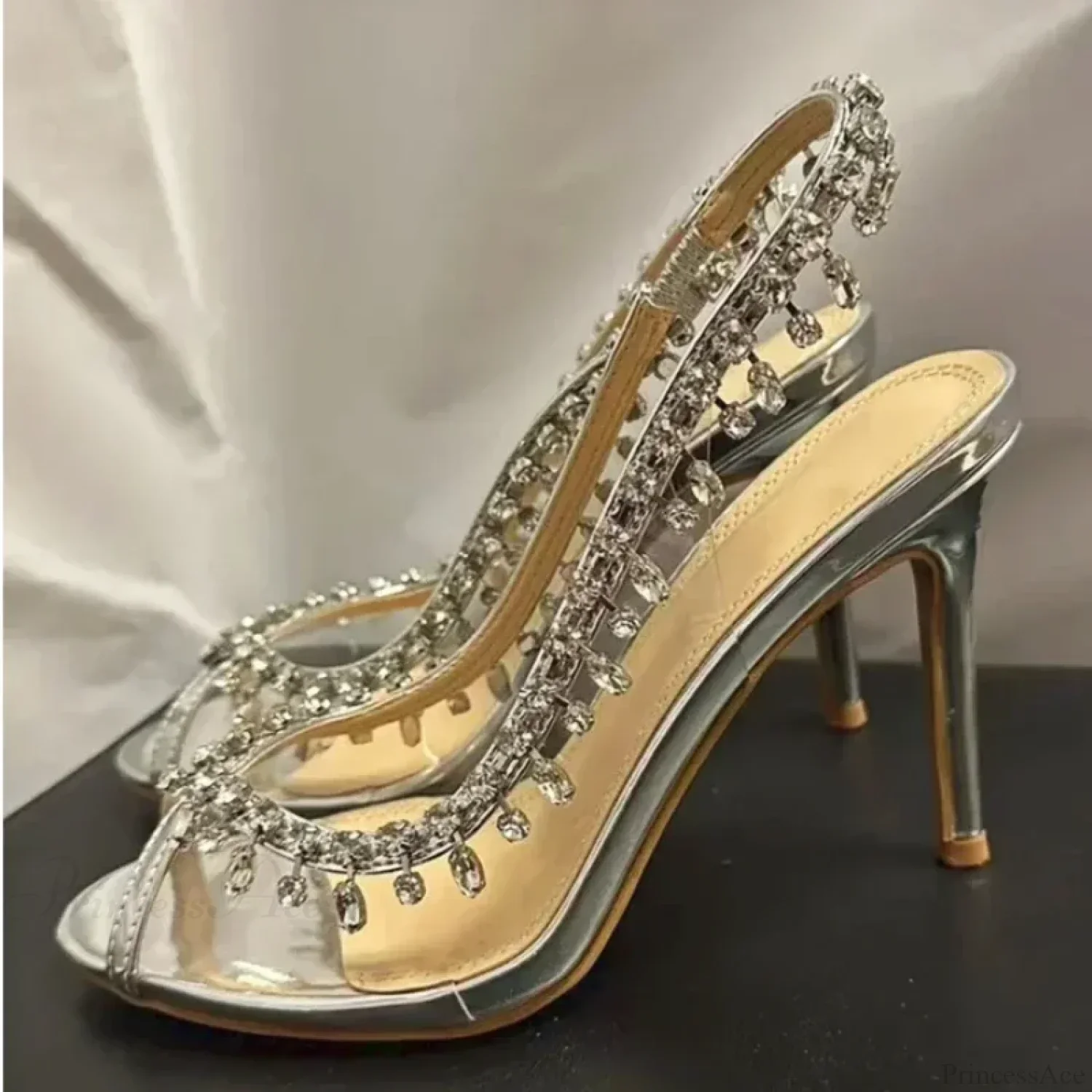 Shiny Crystal Summer Pvc Transparent Fish Mouth PartyFashion Luxury Designer High Heel - Image 3