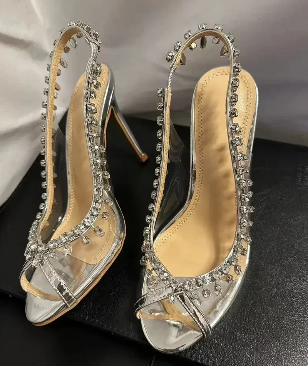 Shiny Crystal Summer Pvc Transparent Fish Mouth PartyFashion Luxury Designer High Heel - Image 4