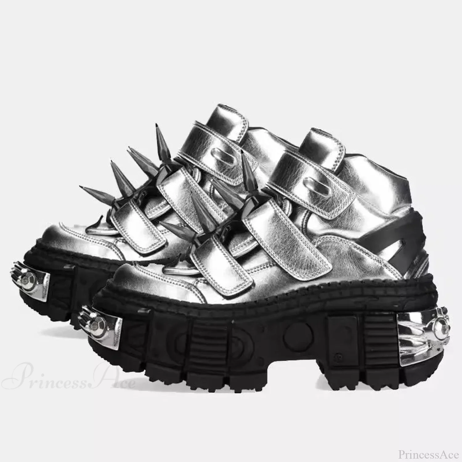 Shiny Gothic Tie-Up Elevated Sneaker - Image 3